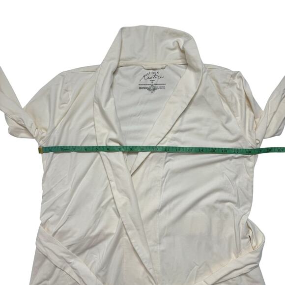 SOMA Restore Aloe Knit Short Robe in Ivory Size Small Cotton Blend Belted - Picture 7 of 9